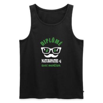 Diplômé naturopathe +4 avec mention t-shirt - Débardeur bio Premium Homme - noir - Devant - Michal (187cm)