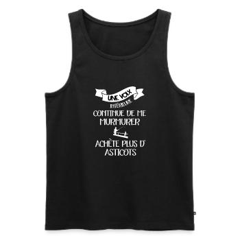 Une voix intérieure t-shirt pêche humour - Débardeur bio Premium Homme - noir - Devant - AI Model Male 178 light (178cm)