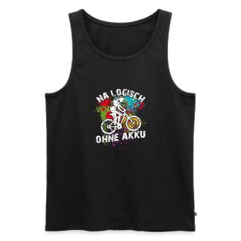 Logisch fahre ich Fahrrad ohne Akku und ohne Motor - Männer Premium Bio Tank Top - Schwarz - Vorne - Michal (187cm)