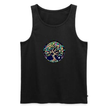 Arbre de vie, arbre de vie, graffiti, fleurs - Débardeur bio Premium Homme - noir - Devant - Michal (187cm)
