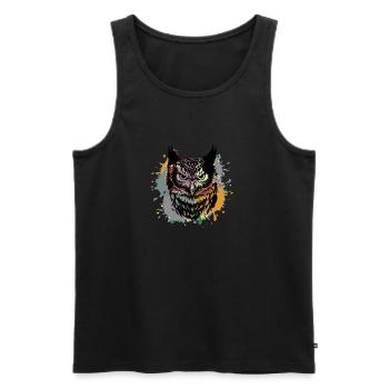 eule,graffiti,malerei,bunt, Aquarell - Männer Premium Bio Tank Top - Schwarz - Vorne - Michal (187cm)