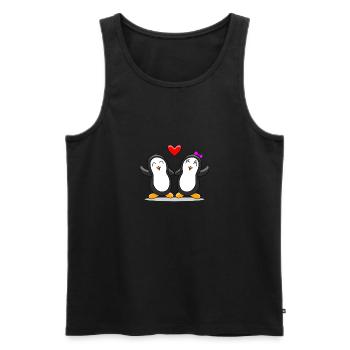 Penguin couple - Men's Premium Organic Tank Top - black - Front - Michal (187cm)