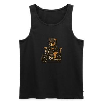 Coole Biker-Katze auf Motorrad - Männer Premium Bio Tank Top - Schwarz - Vorne - Michal (187cm)