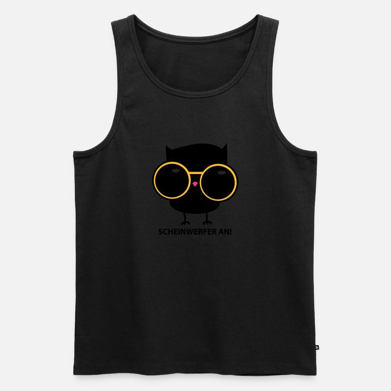 Eule mit Brille (b) - Männer Premium Bio Tank Top - Schwarz