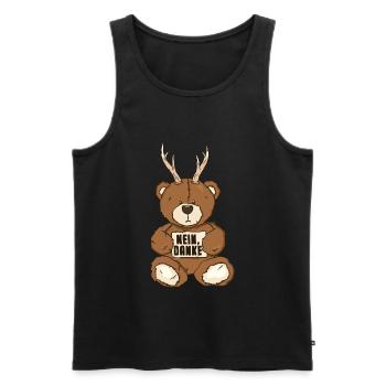 Ours Bouc politique drôle vert non merci déclaration - Débardeur bio Premium Homme - noir - Devant - AI Model Male 178 light (178cm)