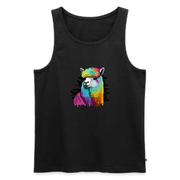 Alpaca Llama Head Rainbow Urban - Men's Premium Organic Tank Top - black - Front - AI Model Male 178 light (178cm)