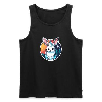 Illustration de Noël lapin - Débardeur bio Premium Homme - noir - Devant - Michal (187cm)