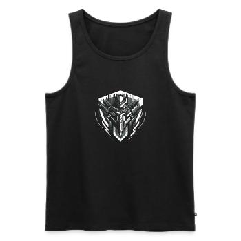 Monochromes Mech-Herz - Männer Premium Bio Tank Top - Schwarz - Vorne - AI Model Male 178 light (178cm)