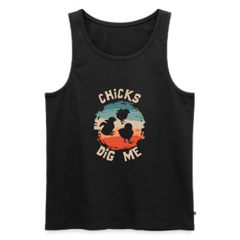 Chicks Dig Me Funny Easter Chicken - Men's Premium Organic Tank Top - black - Front - Michal (187cm)