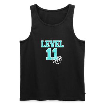 Niveau 11 terminé 11e anniversaire Né en 2014 - Débardeur bio Premium Homme - noir - Devant - AI Model Male 178 light (178cm)