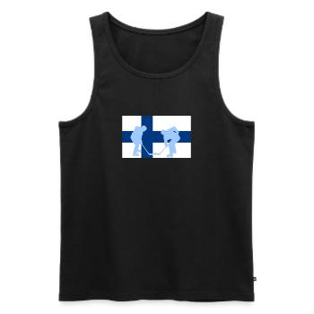 La Finlande, mon pays, mon drapeau ! - Débardeur bio Premium Homme - noir - Devant - Michal (187cm)