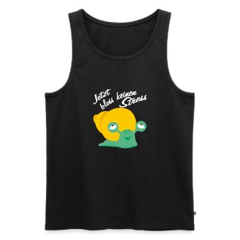 Bloss keinen Stress immer schön ruhig bleiben - Männer Premium Bio Tank Top - Schwarz - Vorne - Michal (187cm)