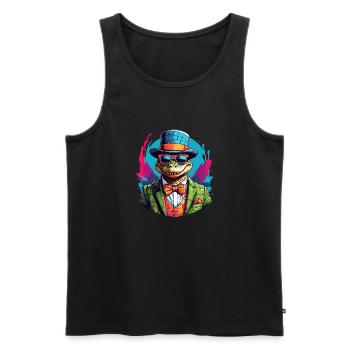 Crocodile alligator coloré avec lunettes de soleil et chapeau - Débardeur bio Premium Homme - noir - Devant - Michal (187cm)