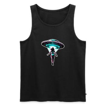 Frau wird in UFO entführt. - Männer Premium Bio Tank Top - Schwarz - Vorne - AI Model Male 178 light (178cm)