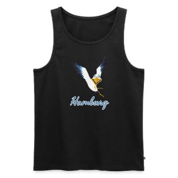 Lachmöwe aus Hamburg - Männer Premium Bio Tank Top - Schwarz - Vorne - AI Model Male 178 light (178cm)