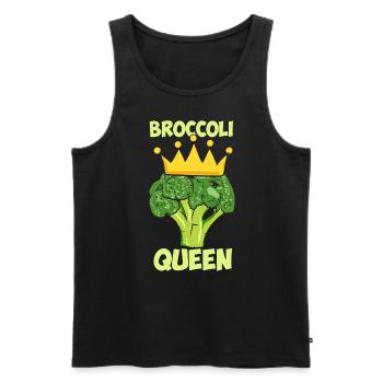 Broccoli Queen Broccoholic brocoli végétalien légumes - Débardeur bio Premium Homme - noir - Devant - AI Model Male 178 light (178cm)