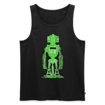 Dessin de robot vert néon - Débardeur bio Premium Homme - noir - Devant - AI Model Male 178 light (178cm)