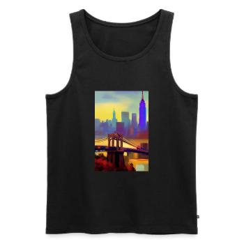 Horizon de la ville de New York - Débardeur bio Premium Homme - noir - Devant - AI Model Male 178 light (178cm)