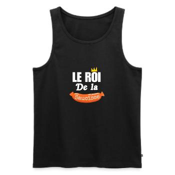 Le Roi de la Saucisse, barbecue humour papa été - Débardeur bio Premium Homme - noir - Devant - Michal (187cm)