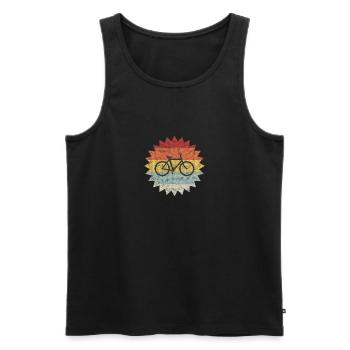 Vélo vintage logo rétro soleil - Débardeur bio Premium Homme - noir - Devant - AI Model Male 178 light (178cm)