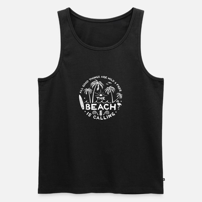 The Beach is Calling w - Männer Premium Bio Tank Top - Schwarz
