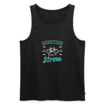 Kondition statt Strom - Männer Premium Bio Tank Top - Schwarz - Vorne - AI Model Male 178 light (178cm)