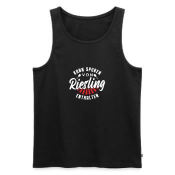 Kann Spuren von Riesling enthalten - Männer Premium Bio Tank Top - Schwarz - Vorne - Michal (187cm)