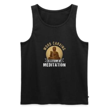 Holz Schnitzen Meditation - Männer Premium Bio Tank Top - Schwarz - Vorne - Michal (187cm)