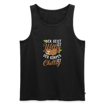 Faultier Chillig - Männer Premium Bio Tank Top - Schwarz - Vorne - AI Model Male 178 light (178cm)