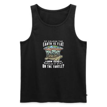 Flache Erde Schildkröte Elefanten - Männer Premium Bio Tank Top - Schwarz - Vorne - AI Model Male 178 light (178cm)