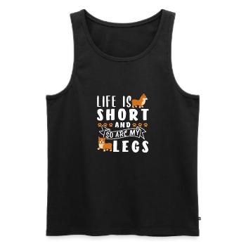 Cadeau de jambes de corgi - Débardeur bio Premium Homme - noir - Devant - Michal (187cm)