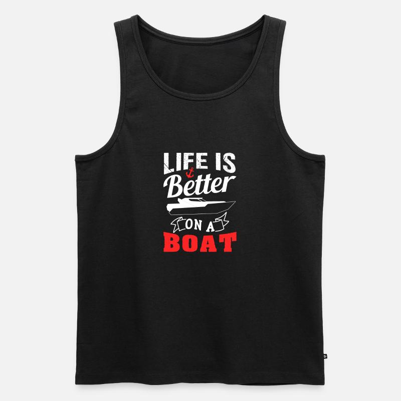 Motorboot Boot Leben - Männer Premium Bio Tank Top - Schwarz