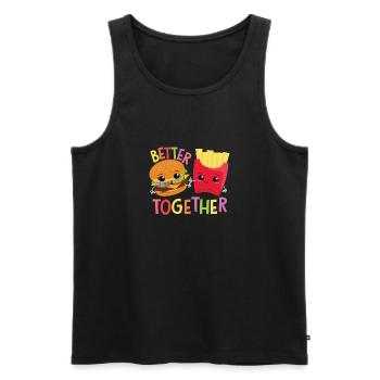 Burger avec frites - Débardeur bio Premium Homme - noir - Devant - AI Model Male 178 light (178cm)