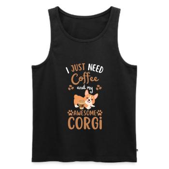 Sweet Welsh Corgi Coffee Dog Cafe kawaii - Débardeur bio Premium Homme - noir - Devant - Michal (187cm)