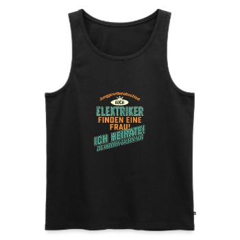 JGA BRAEUTIGAM - Elektriker - petrol strong orange - Männer Premium Bio Tank Top - Schwarz - Vorne - AI Model Male 178 light (178cm)