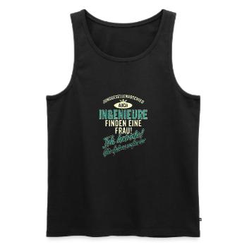JGA BRAEUTIGAM - Ingenieur - Version Auch - petrol - Männer Premium Bio Tank Top - Schwarz - Vorne - AI Model Male 178 light (178cm)