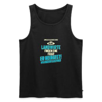 JGA Team - Landwirt - strong sky blue - RAHMENLOS - Männer Premium Bio Tank Top - Schwarz - Vorne - Michal (187cm)