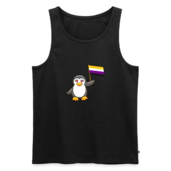 Gay Pride Antarctique Manchot animal pas binaire LGBT - Débardeur bio Premium Homme - noir - Devant - AI Model Male 178 light (178cm)
