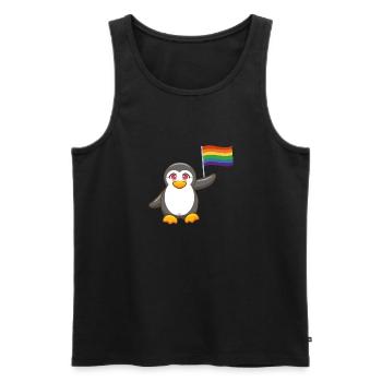 Regenbogen Flagge Gay Pride Month Pinguin LGBT - Männer Premium Bio Tank Top - Schwarz - Vorne - AI Model Male 178 light (178cm)