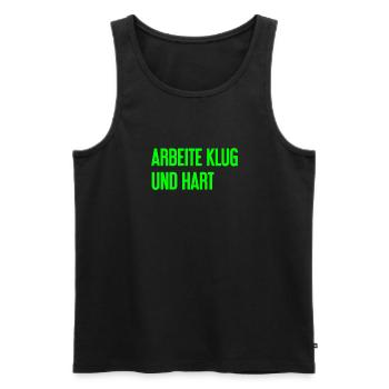 Work Smart And Hard – Success Motto For Doers - Men's Premium Organic Tank Top - black - Front - AI Model Male 178 light (178cm)
