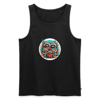 Liebenswerte Waschbärfamilie. Lustige Waschbären - Männer Premium Bio Tank Top - Schwarz - Vorne - AI Model Male 178 light (178cm)