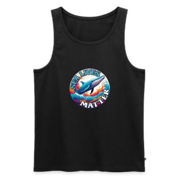 Schützt das Leben im Meer Blauwal im Farbkreis - Männer Premium Bio Tank Top - Schwarz - Vorne - AI Model Male 178 light (178cm)