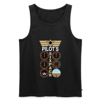 Pilot Flyer SixPack - Men's Premium Organic Tank Top - black - Front - AI Model Male 178 light (178cm)
