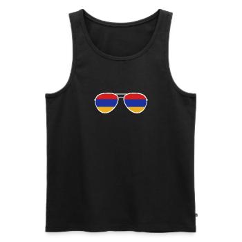 Armenia Armenien Sonnenbrille Armenian Flagge Flag - Männer Premium Bio Tank Top - Schwarz - Vorne - Michal (187cm)