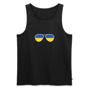 Ukraine Ukraina Slava Ukraine Sunglasses Flag - Men's Premium Organic Tank Top - black - Front - AI Model Male 178 light (178cm)