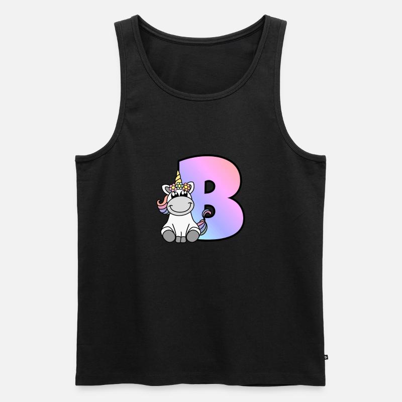 Einhorn Buchstabe B - Männer Premium Bio Tank Top - Schwarz
