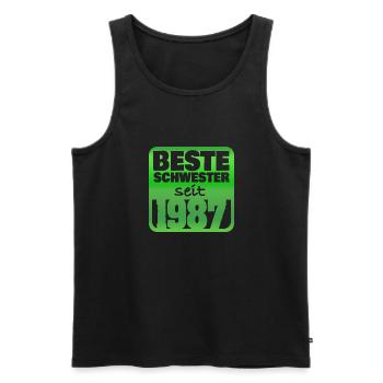 Schwester 1987 - Männer Premium Bio Tank Top - Schwarz - Vorne - Michal (187cm)