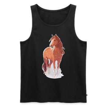 Pferd mit Schneeflocken - Männer Premium Bio Tank Top - Schwarz - Vorne - AI Model Male 178 light (178cm)