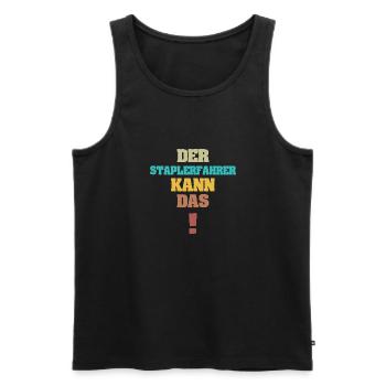 Funny Forklift Driver - Men's Premium Organic Tank Top - black - Front - Michal (187cm)