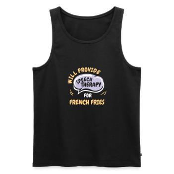 Fournir une orthophonie pour les frites Français drôles - Débardeur bio Premium Homme - noir - Devant - Michal (187cm)